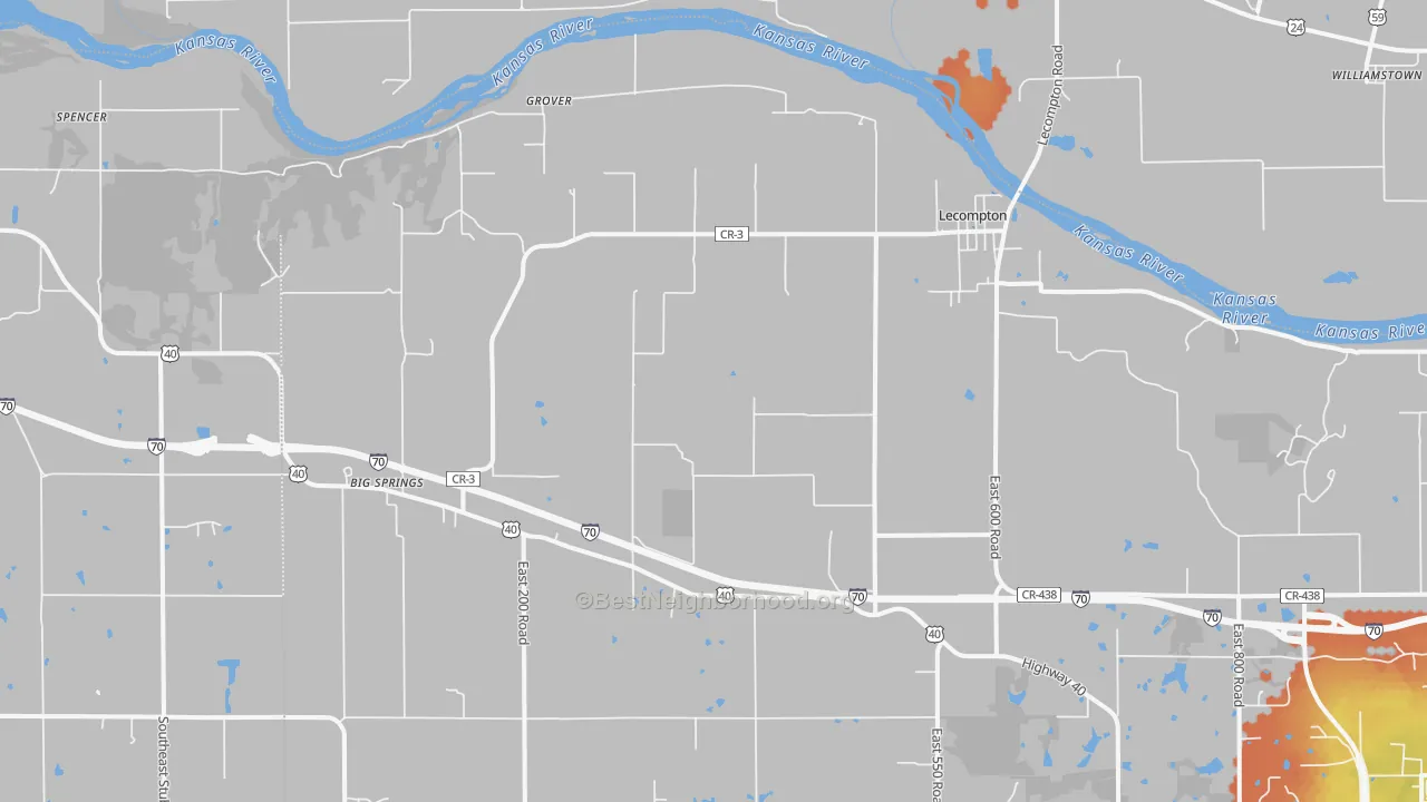 Bike Grade map of Lecompton, KS