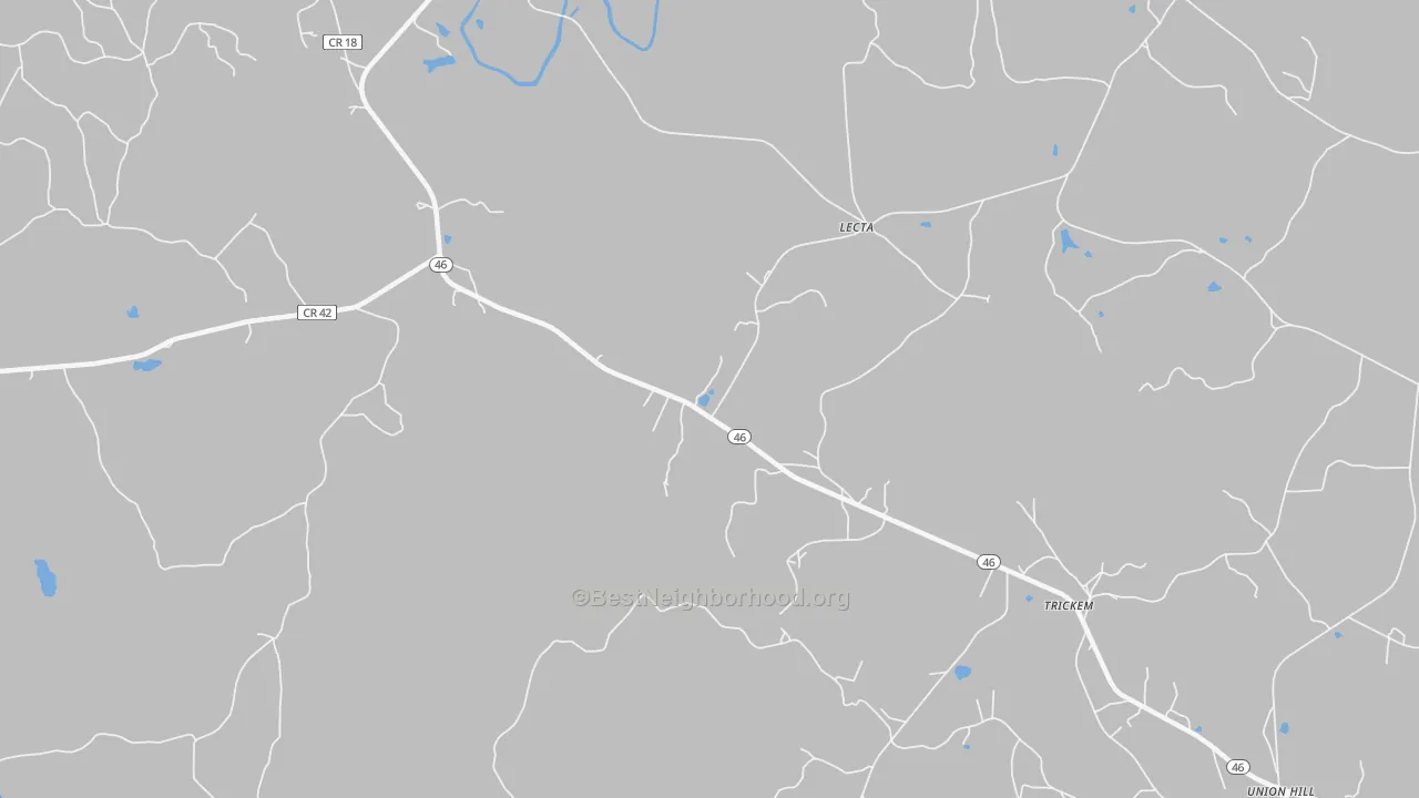 Bike Grade map of Lecta, AL