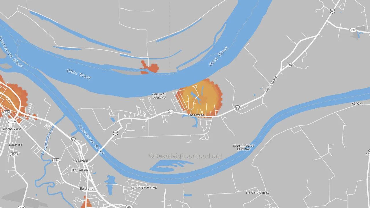 Bike Grade map of Ledbetter, KY