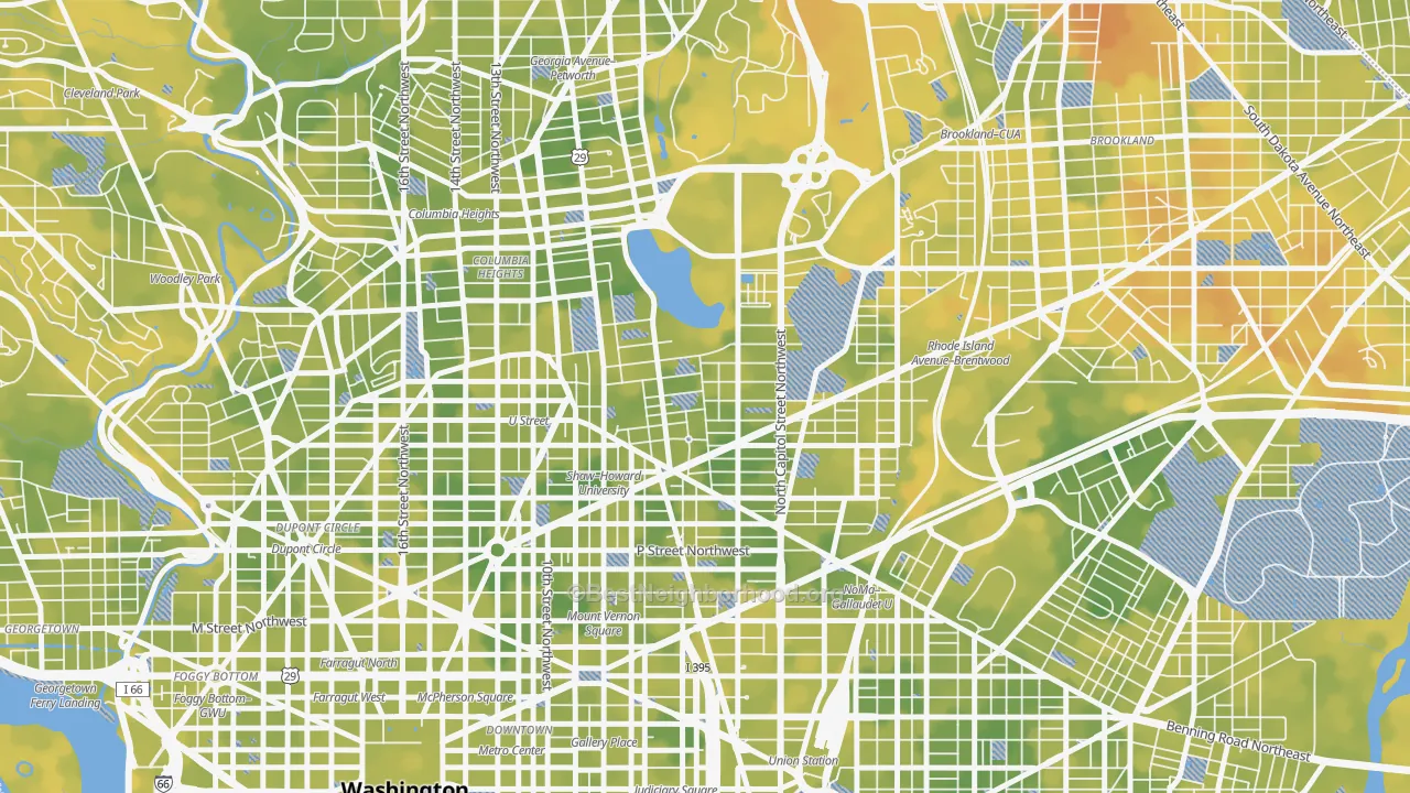 Bike Grade map of Ledroit Park, Washington, DC