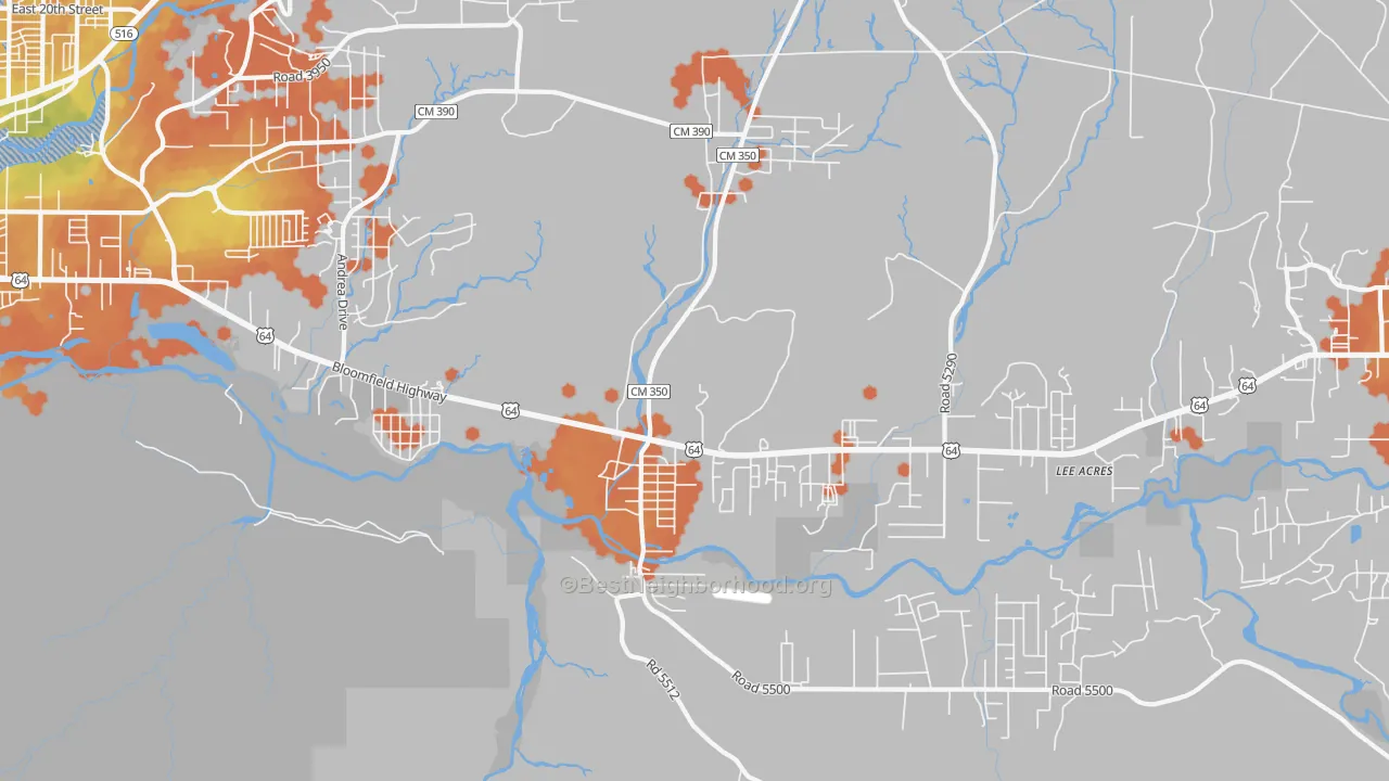 Bike Grade map of Lee Acres, NM