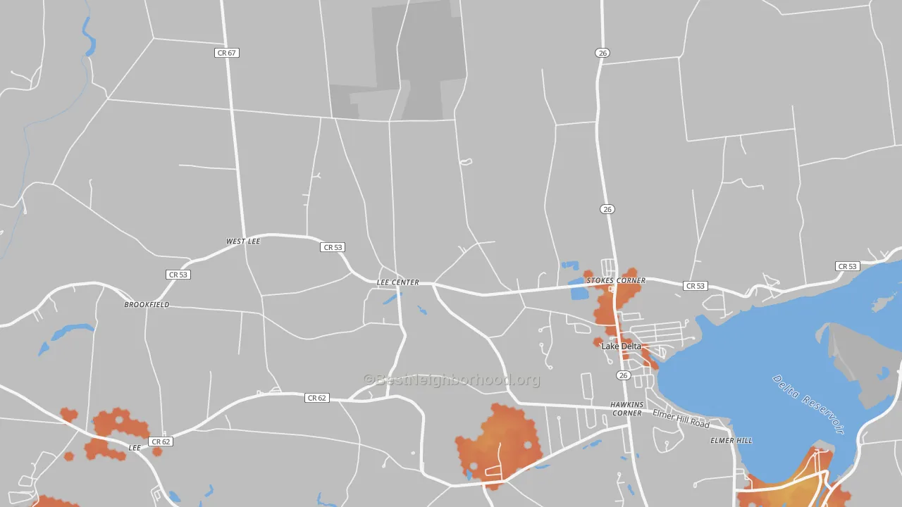 Bike Grade map of Lee Center, NY