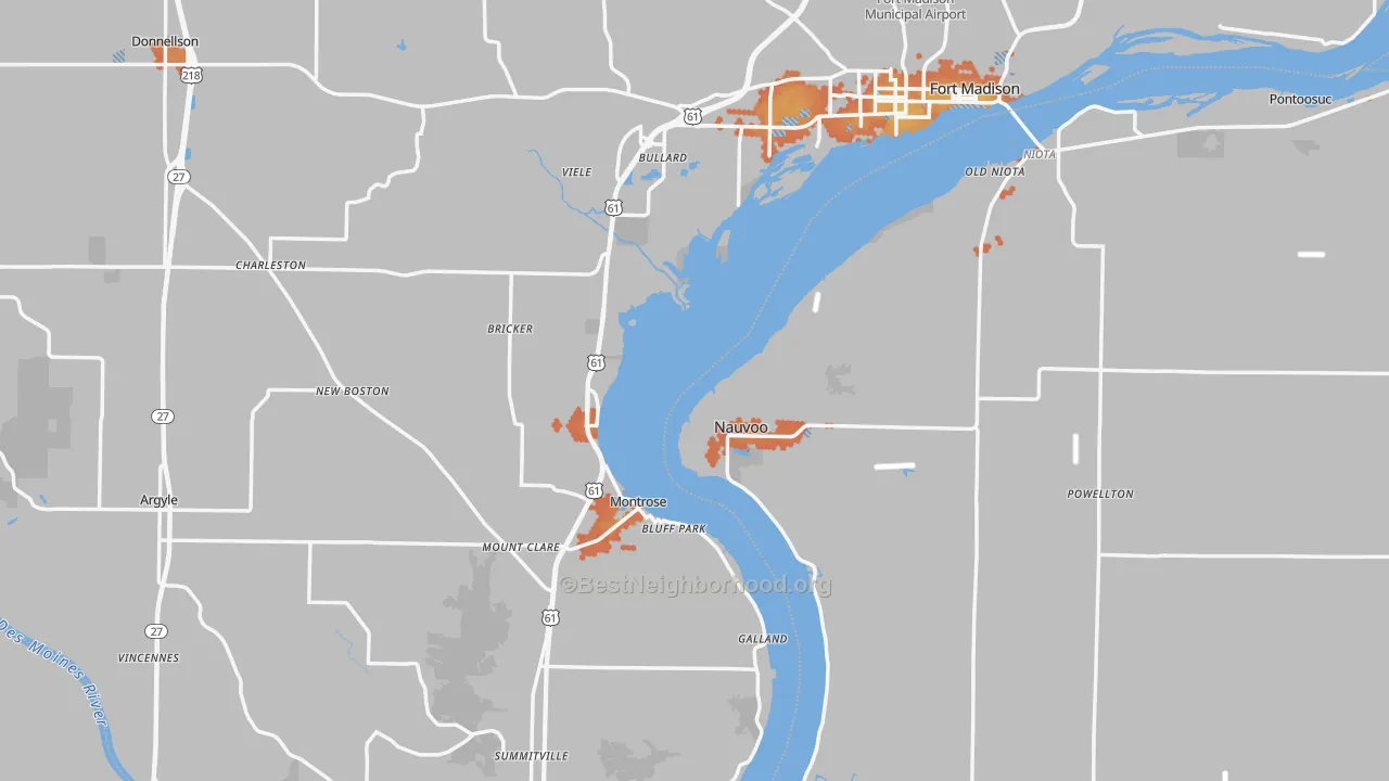Bike Grade map of Lee County, IA
