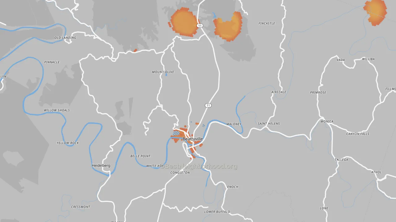 Bike Grade map of Lee County, KY