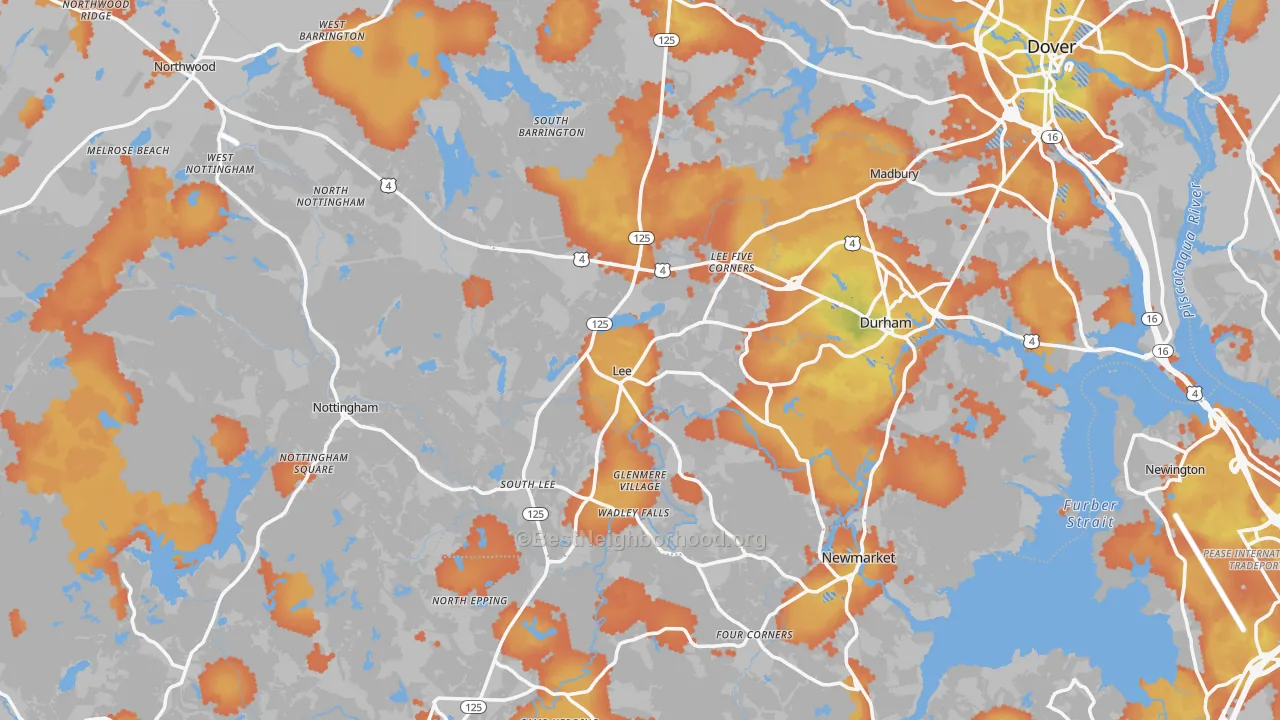 Bike Grade map of Lee, NH