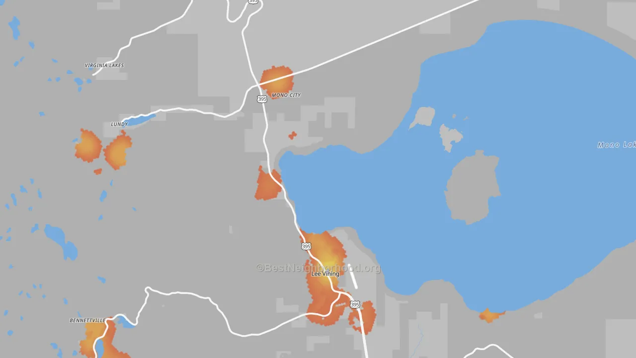 Bike Grade map of Lee Vining, CA