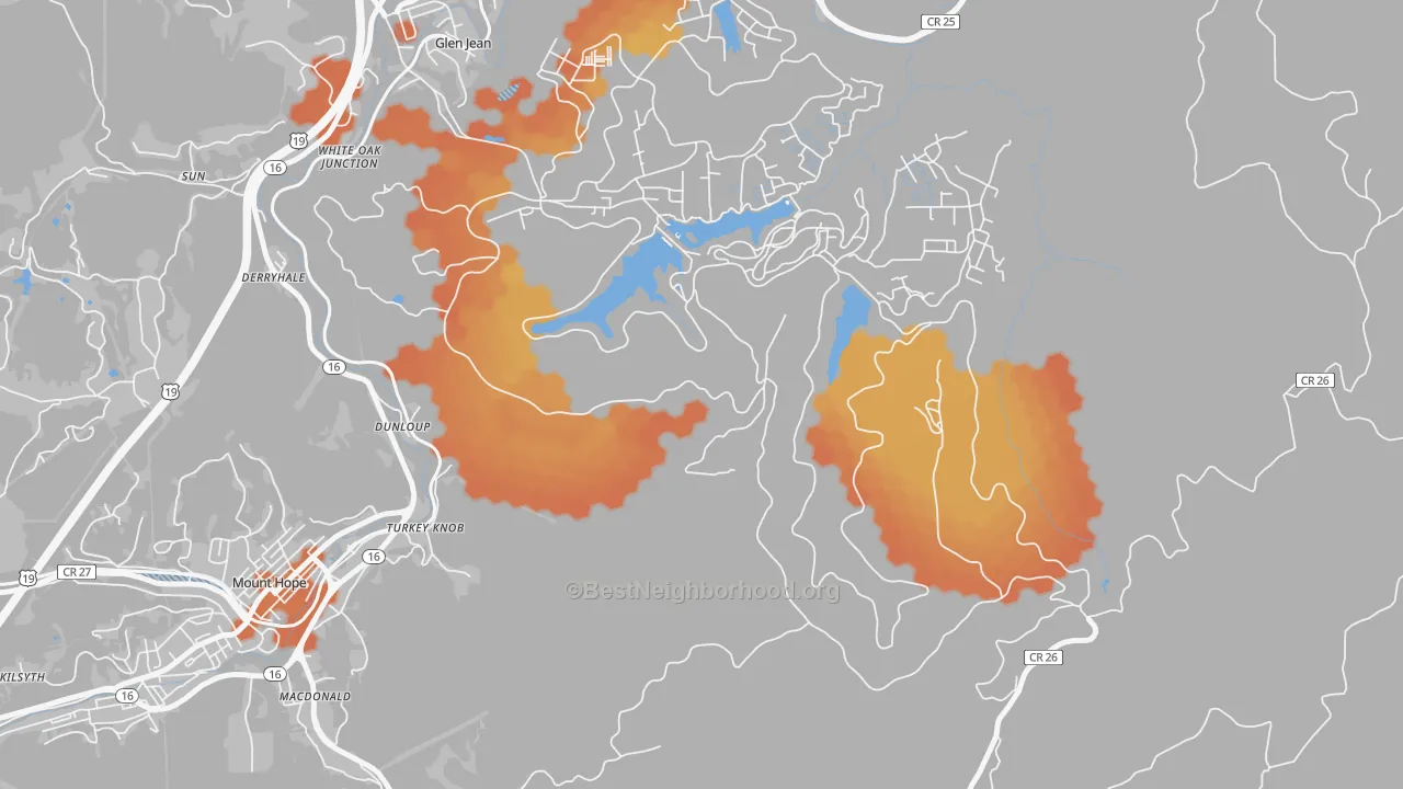 Bike Grade map of Lee, WV