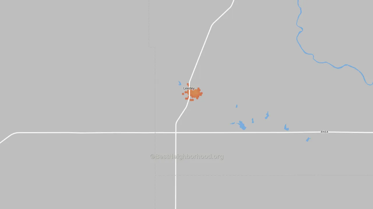 Bike Grade map of Leedey, OK