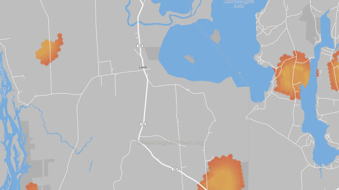 Bike Grade map of Leeds Junction, ME