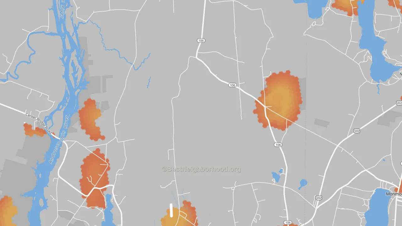 Bike Grade map of Leeds, ME