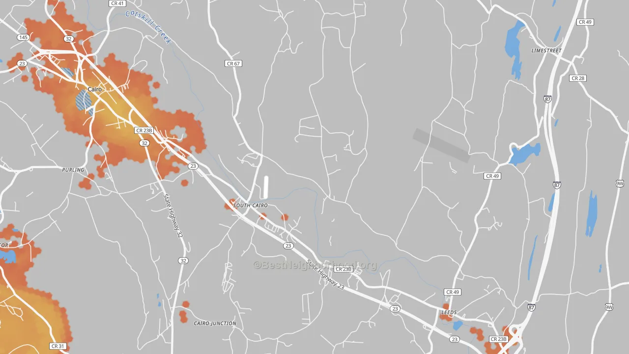 Bike Grade map of Leeds, NY