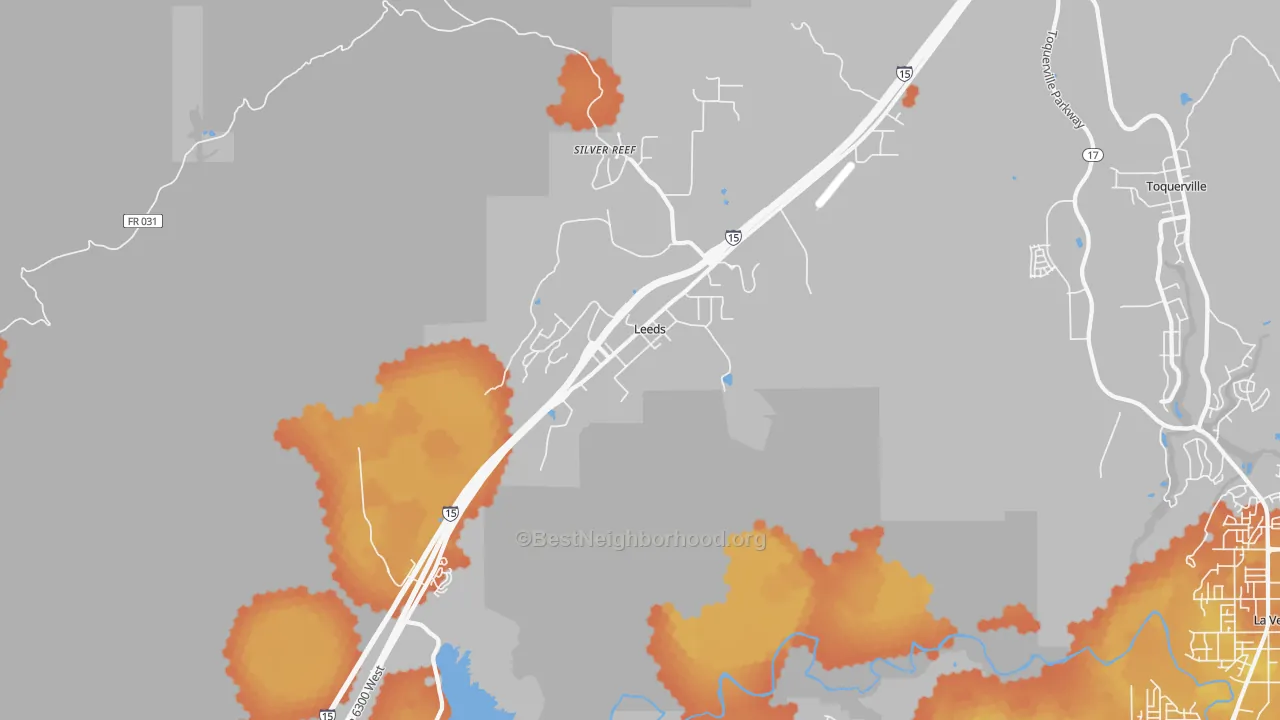 Bike Grade map of Leeds, UT