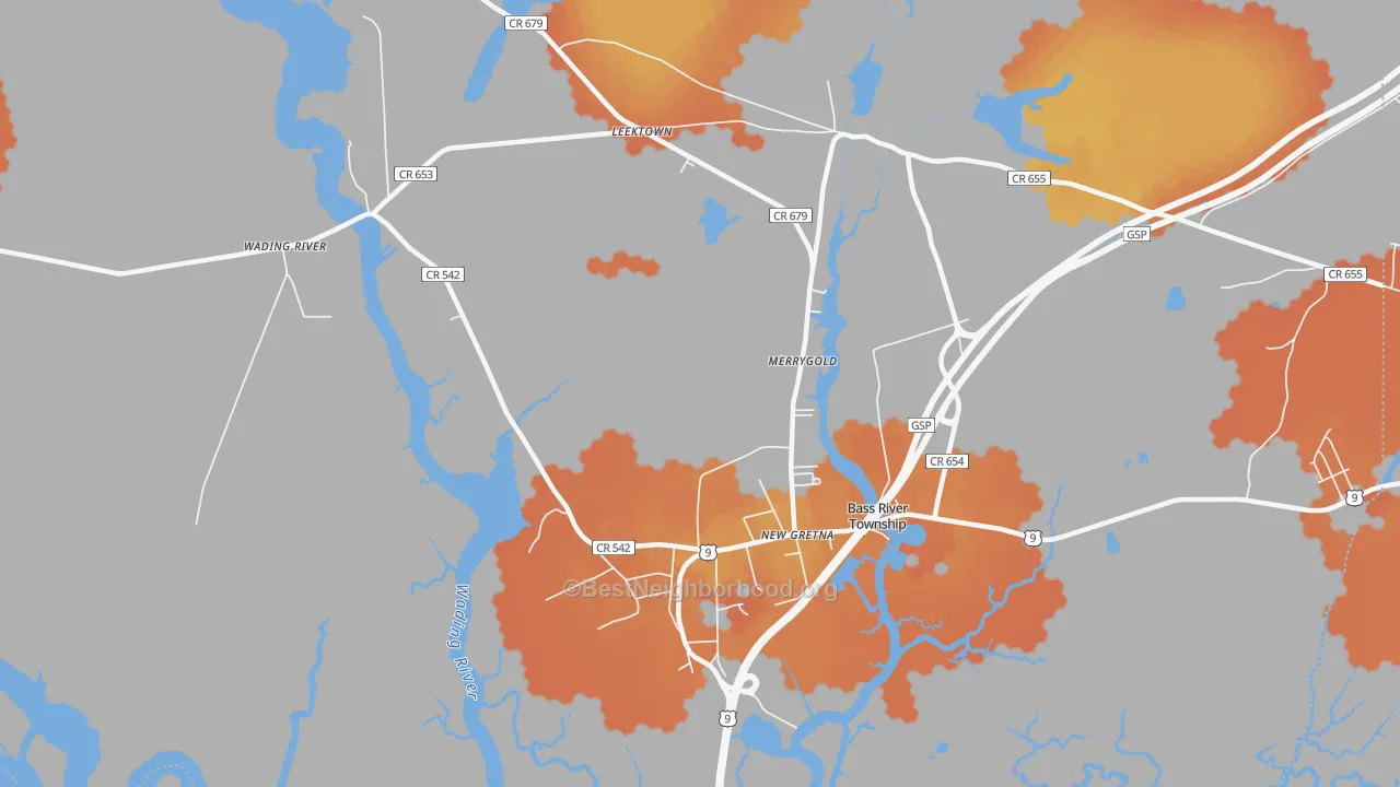 Bike Grade map of Leektown, NJ