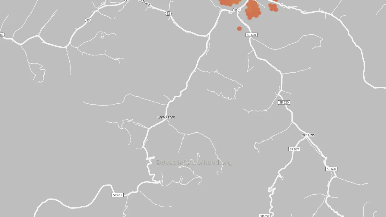 Bike Grade map of Leemaster, VA