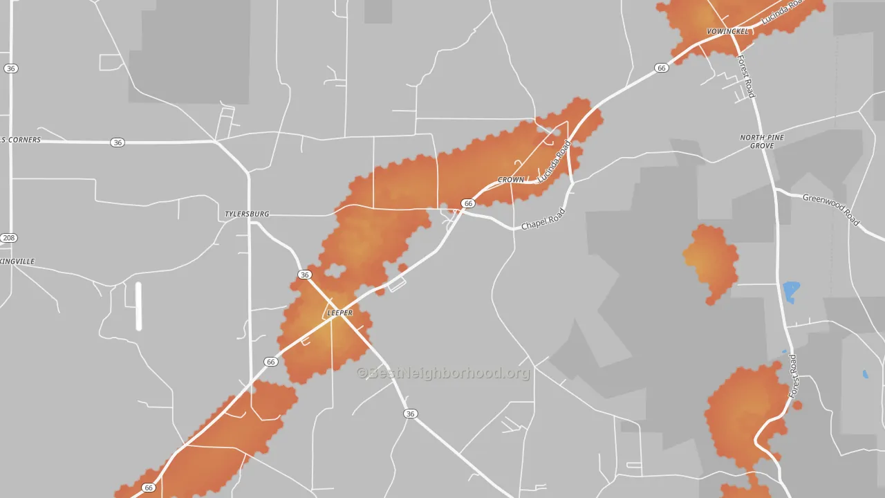 Bike Grade map of Leeper, PA