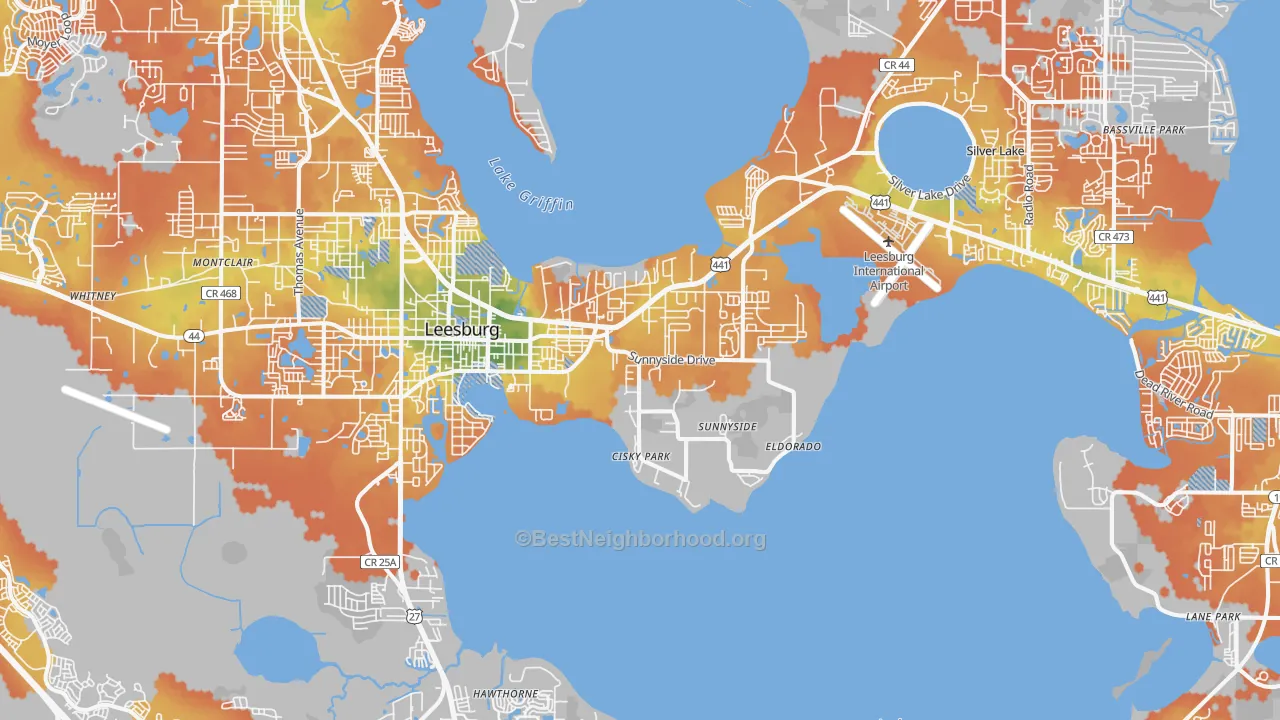 Bike Grade map of Leesburg, FL