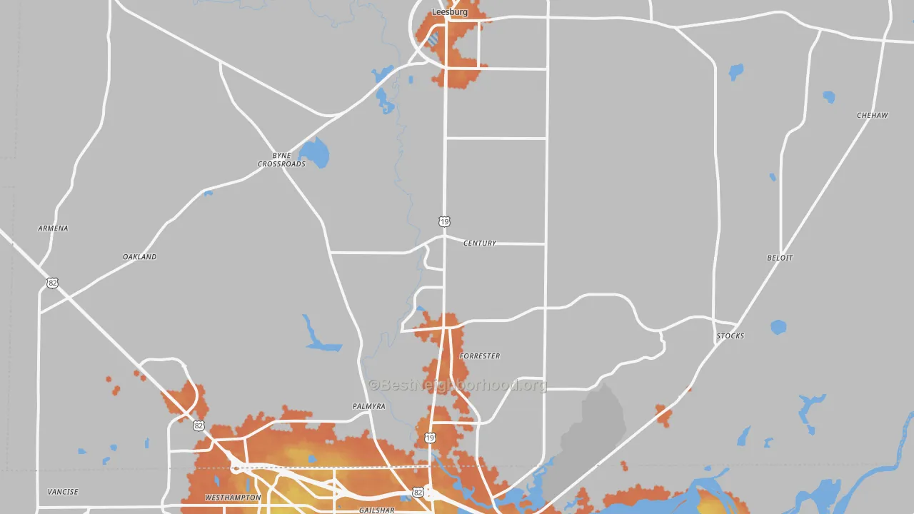 Bike Grade map of Leesburg, GA