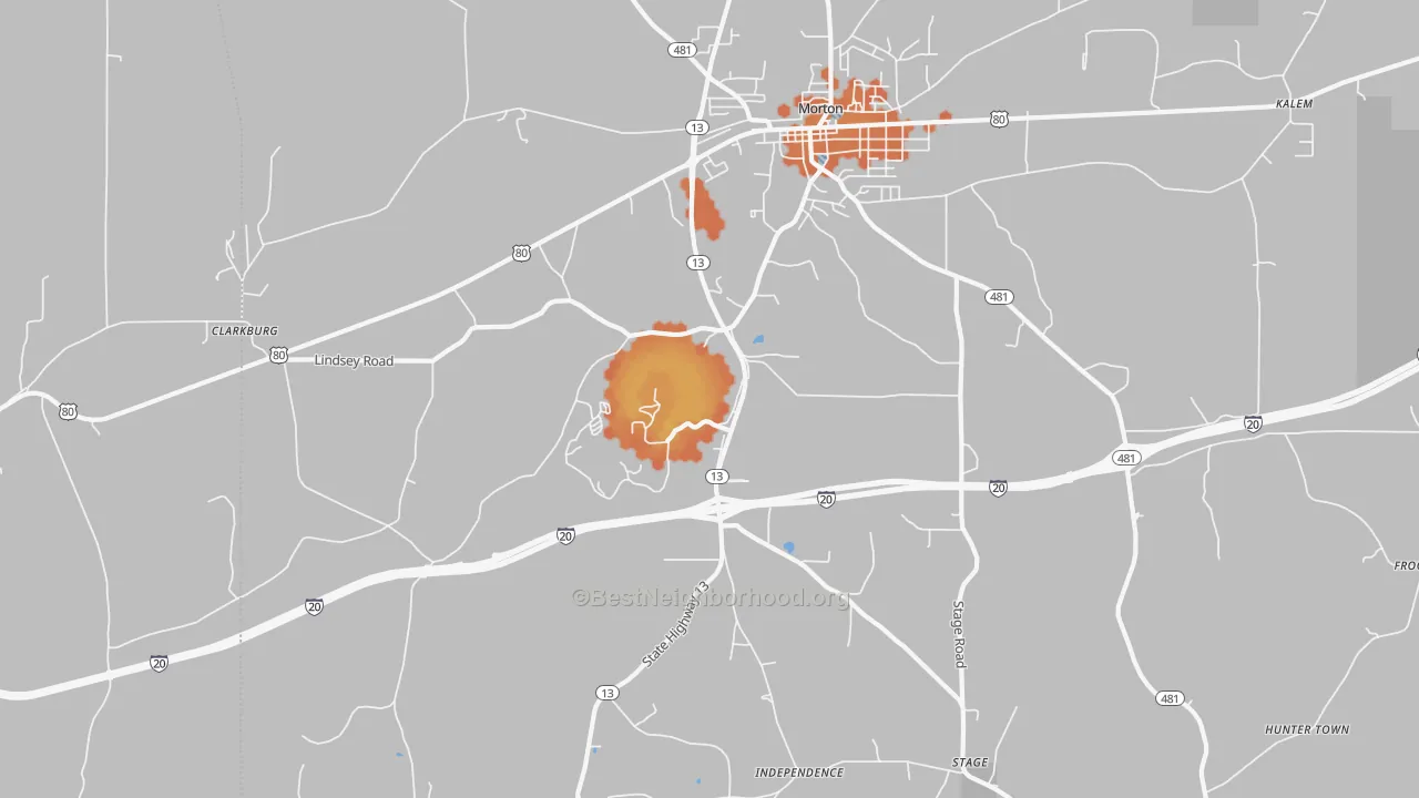 Bike Grade map of Leesburg, MS
