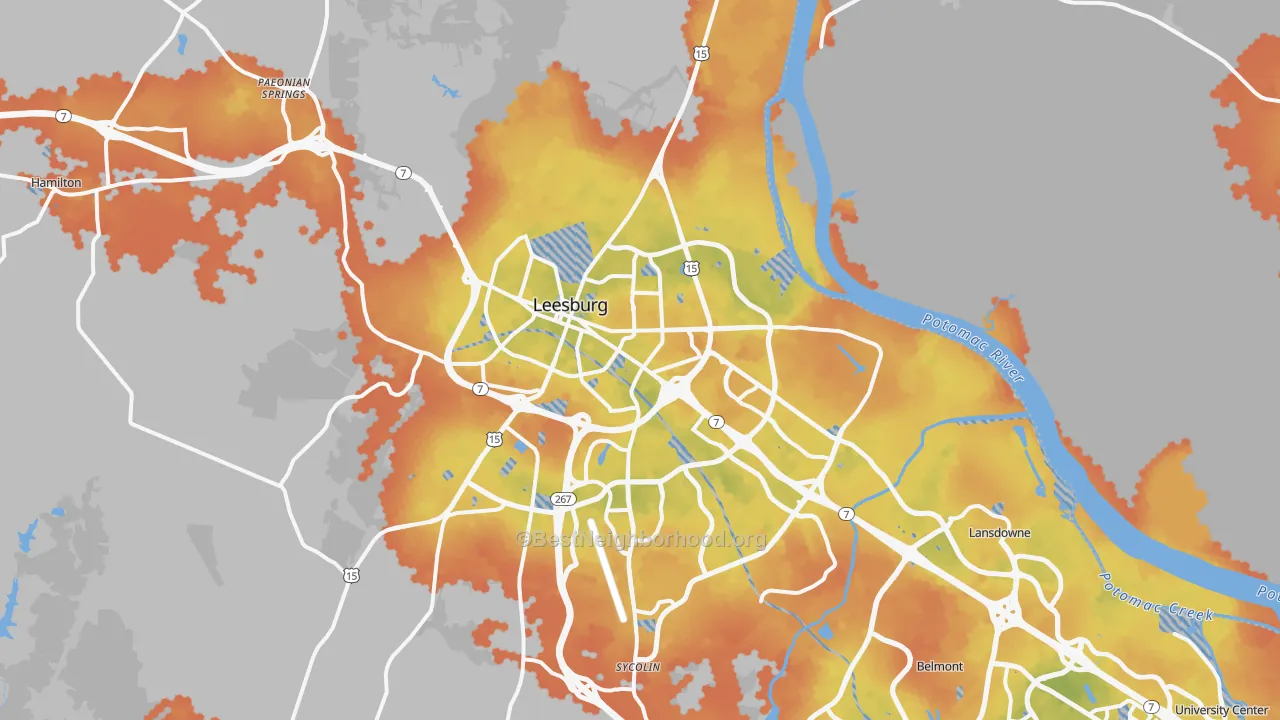 Bike Grade map of Leesburg, VA