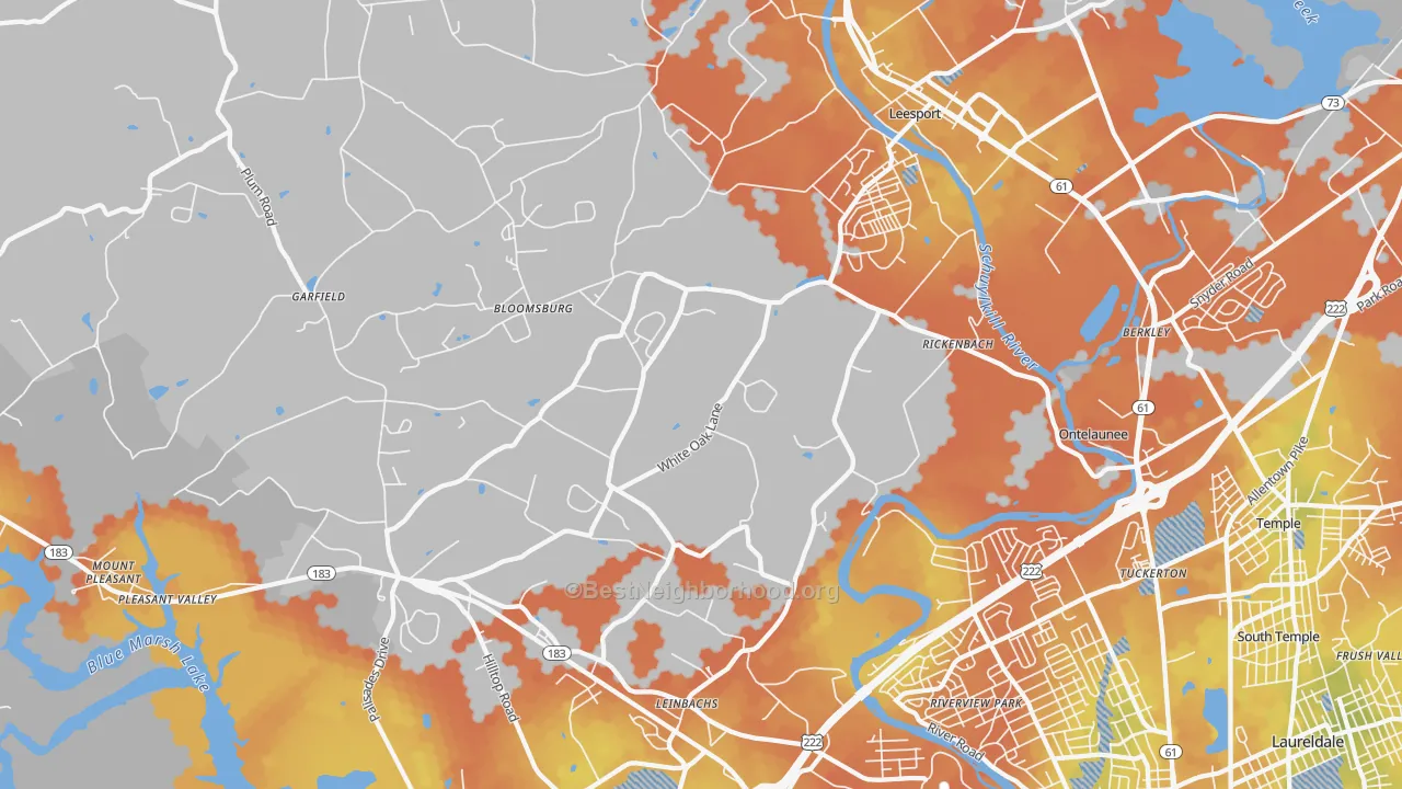 Bike Grade map of Leesport, PA