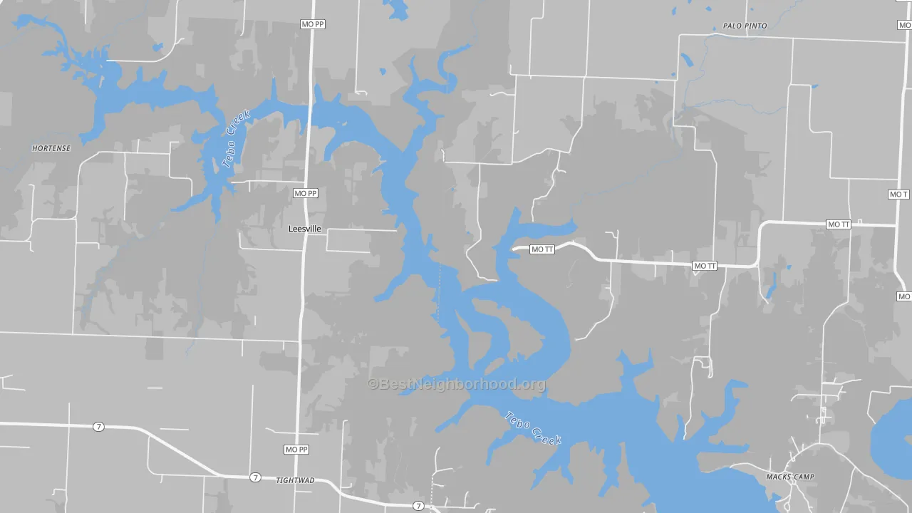 Bike Grade map of Leesville, MO