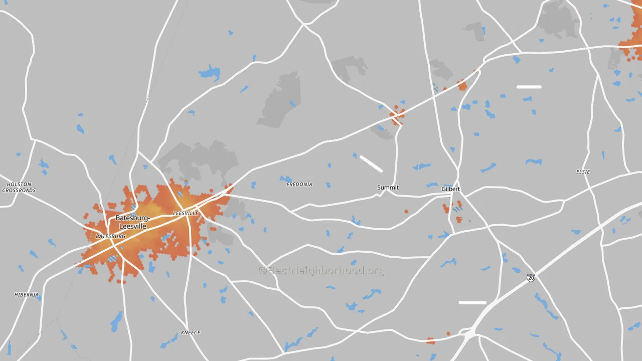 Bike Grade map of Leesville, SC