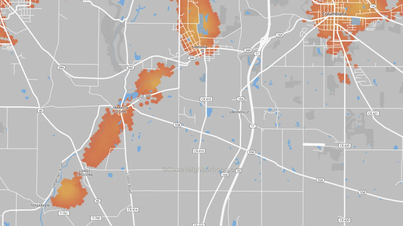 Bike Grade map of Leetonia, OH