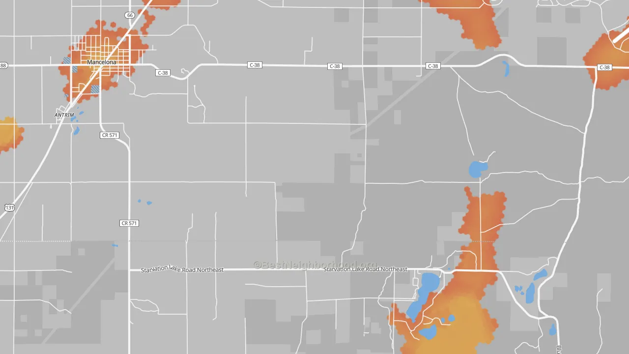 Bike Grade map of Leetsville, MI
