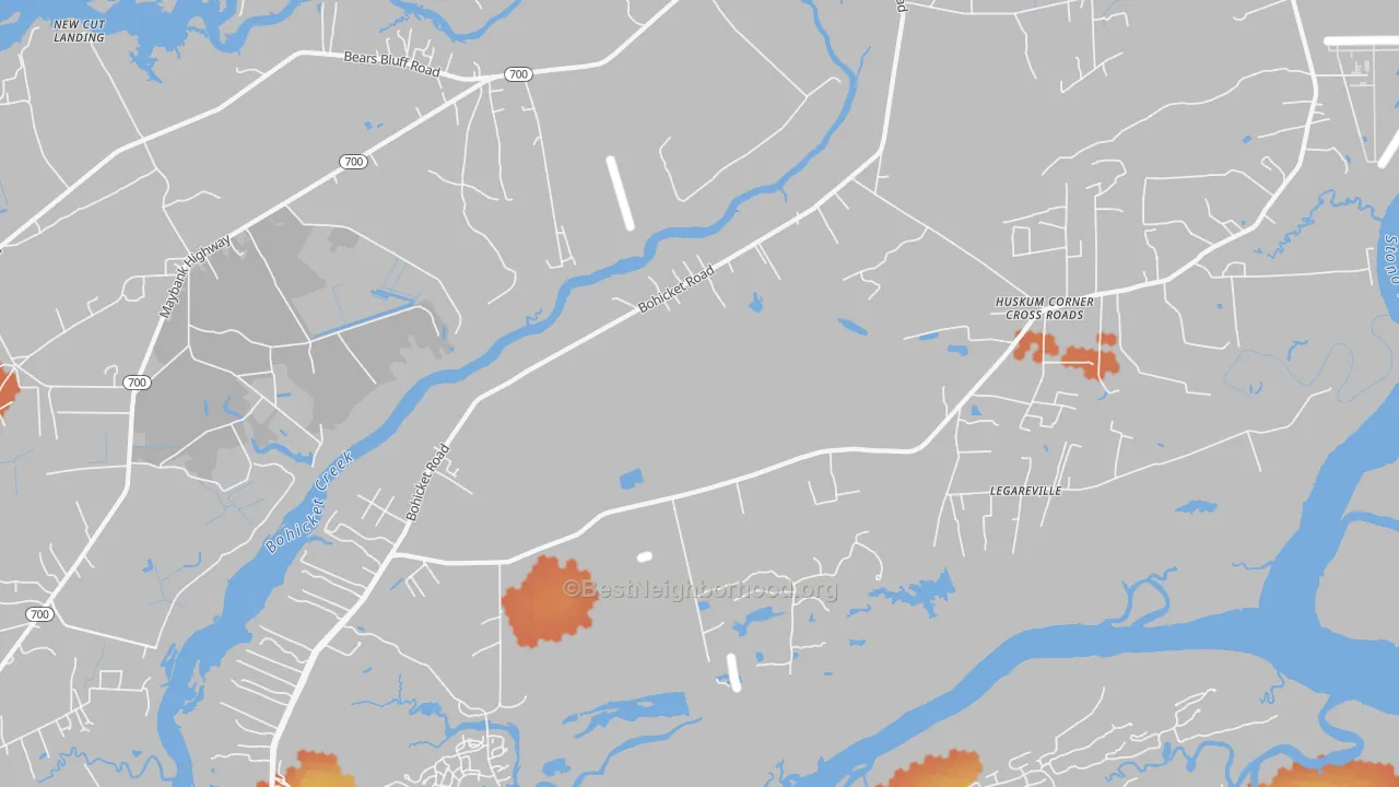 Bike Grade map of Legareville, SC