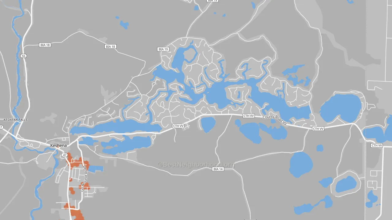 Bike Grade map of Legend Lake, WI