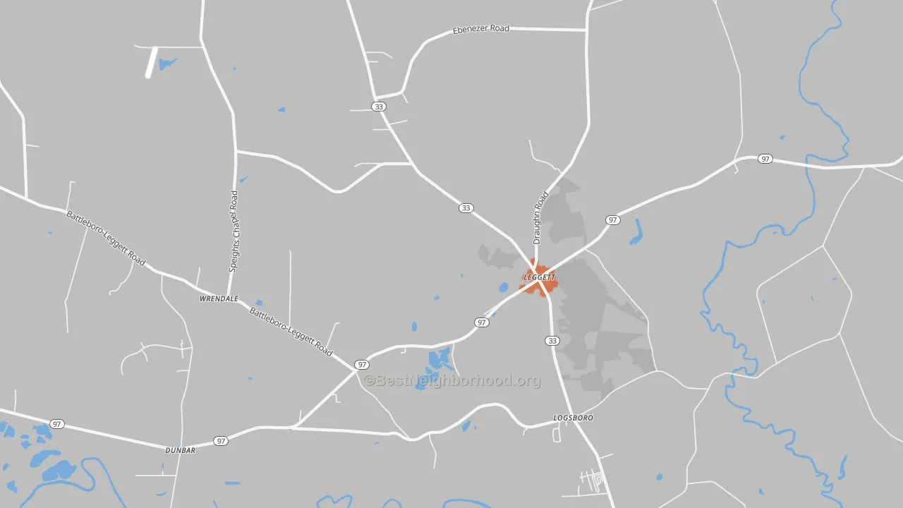 Bike Grade map of Leggett, NC