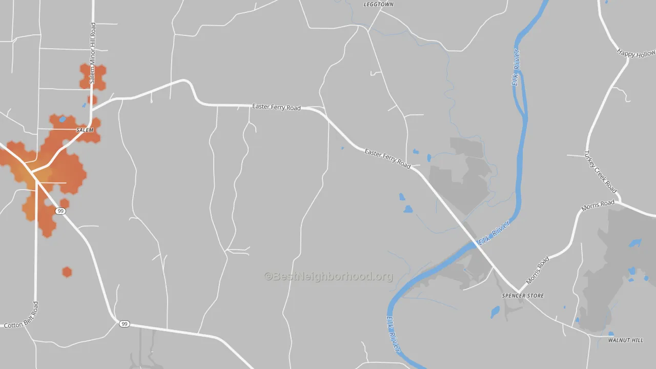 Bike Grade map of Leggtown, AL