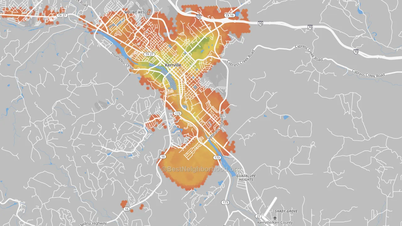 Bike Grade map of Legion, TX