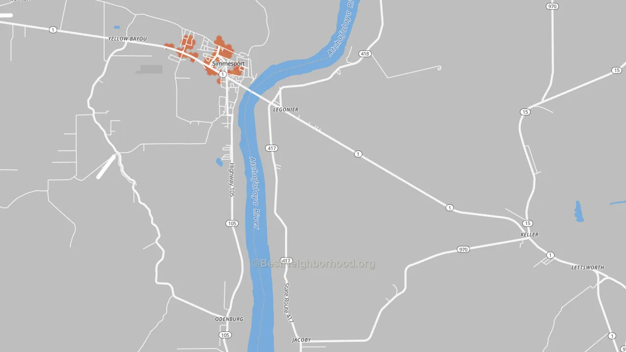 Bike Grade map of Legonier, LA