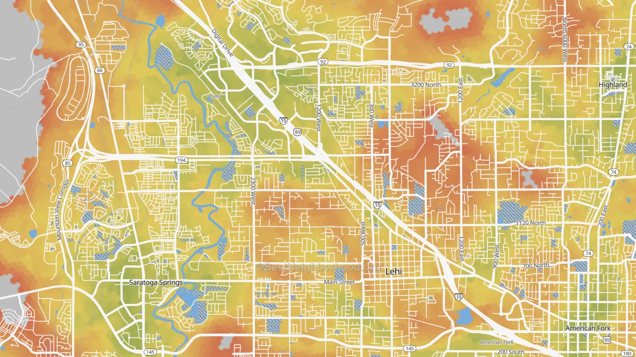 Bike Grade map of Lehi, UT