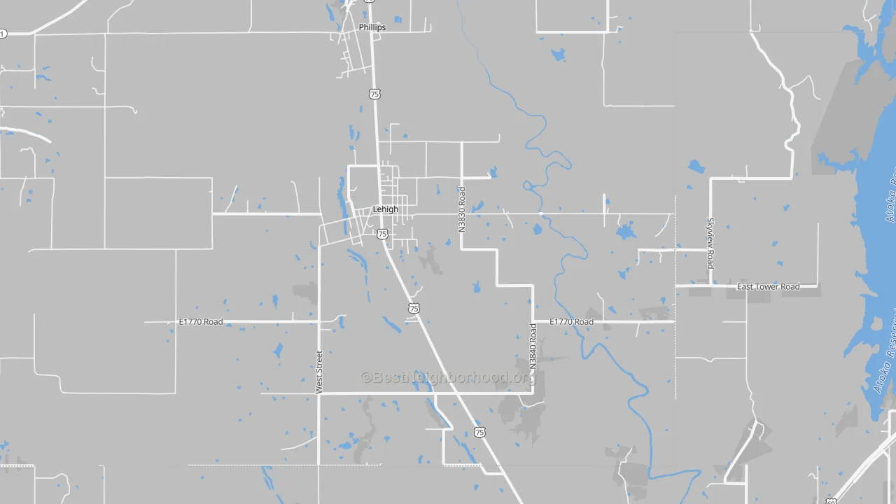 Bike Grade map of Lehigh, OK