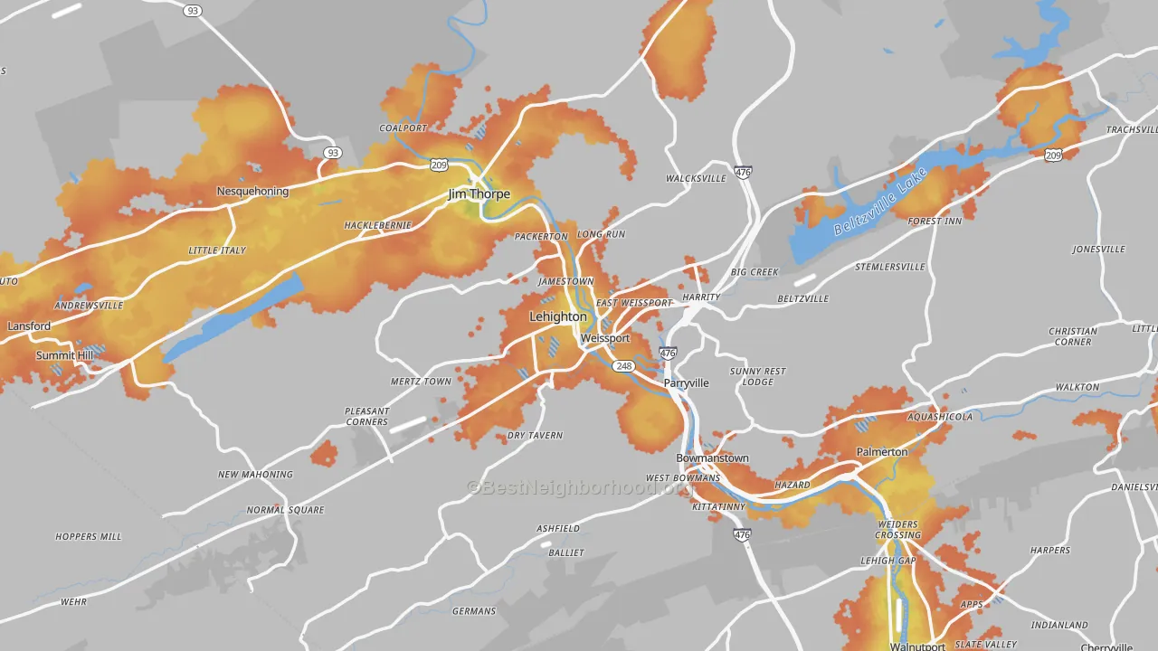 Bike Grade map of Lehighton, PA
