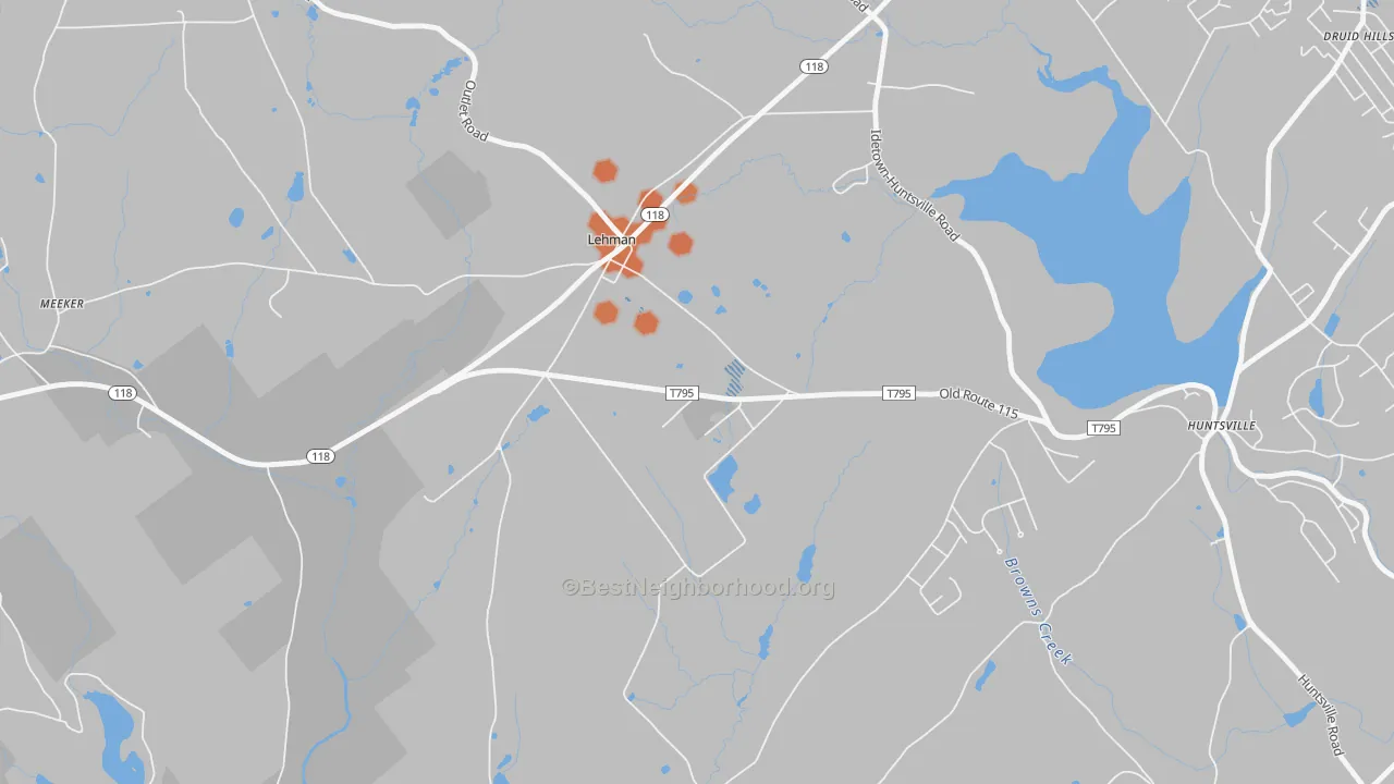 Bike Grade map of Lehman, PA