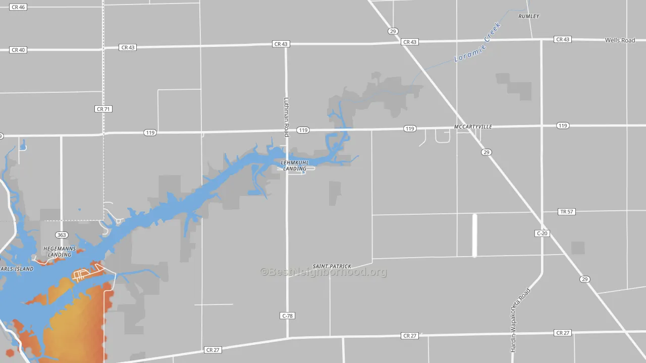 Bike Grade map of Lehmkuhl Landing, OH