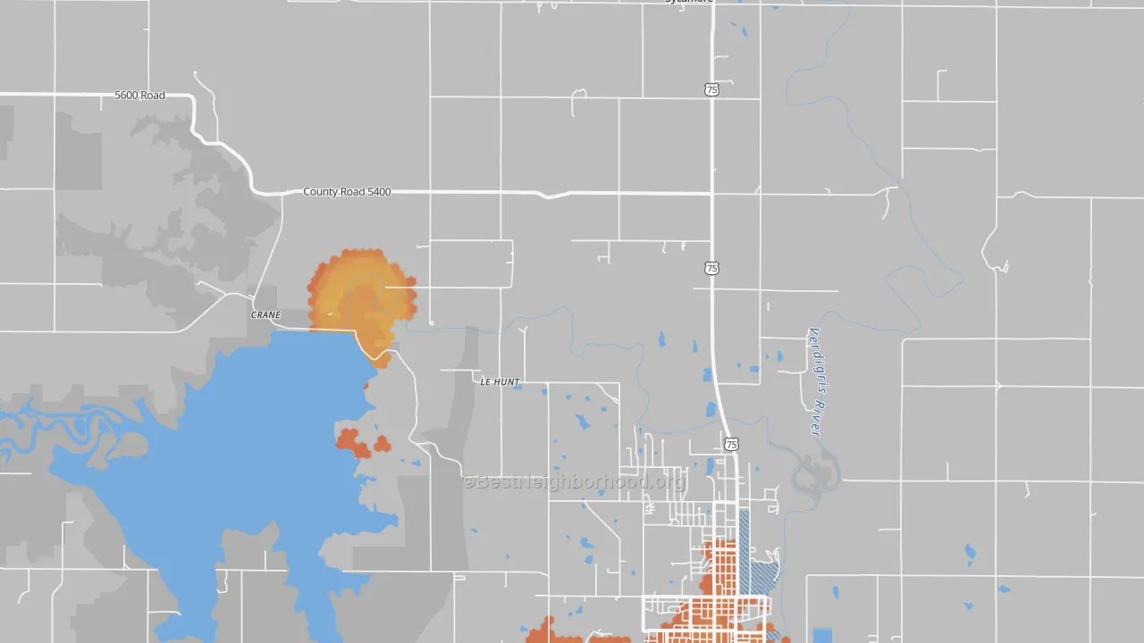 Bike Grade map of Lehunt, KS
