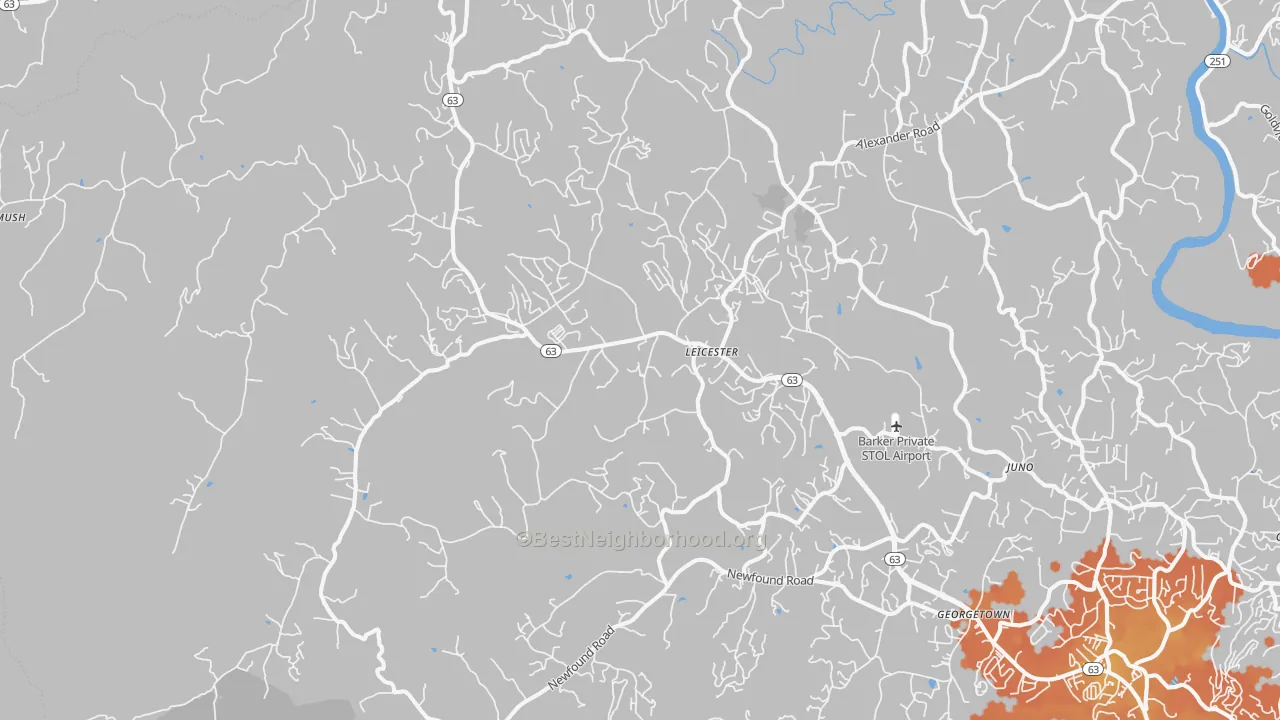Bike Grade map of Leicester, NC