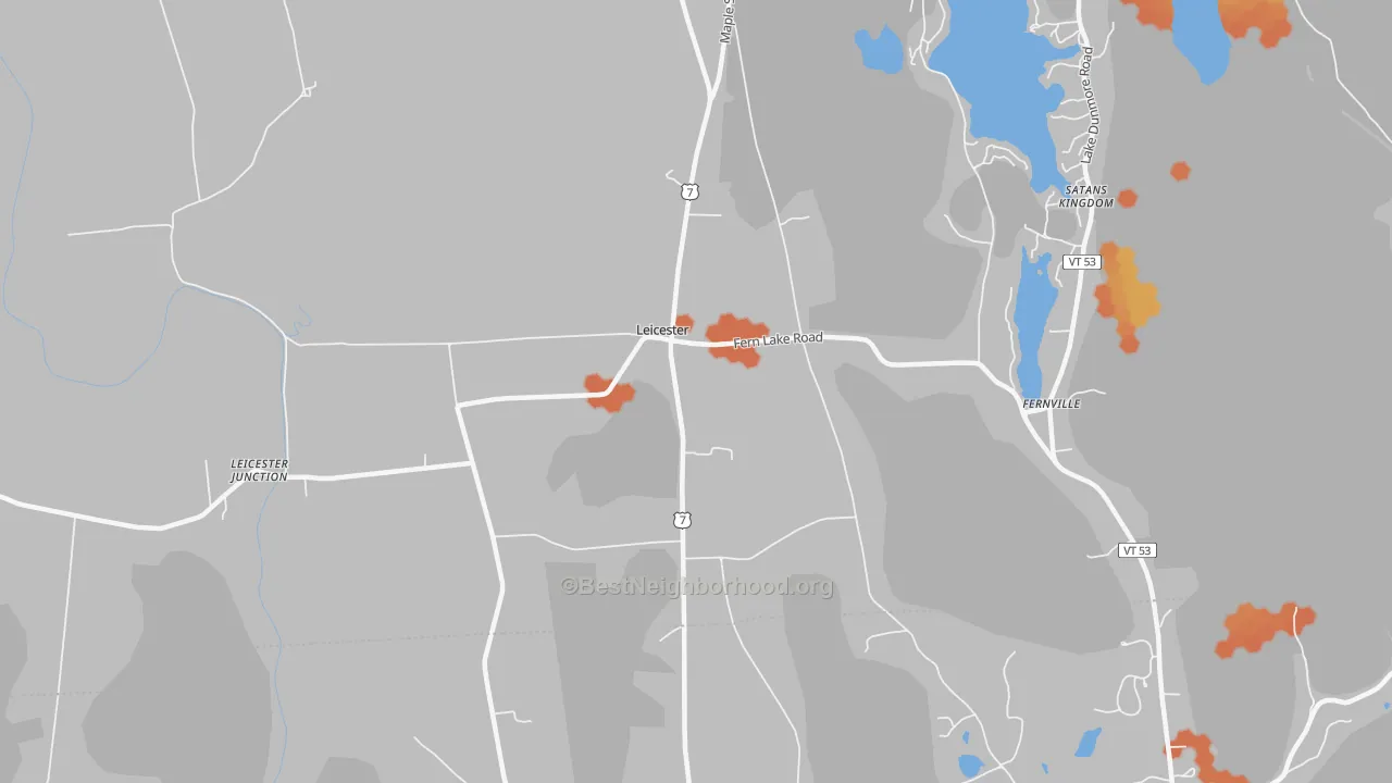 Bike Grade map of Leicester, VT
