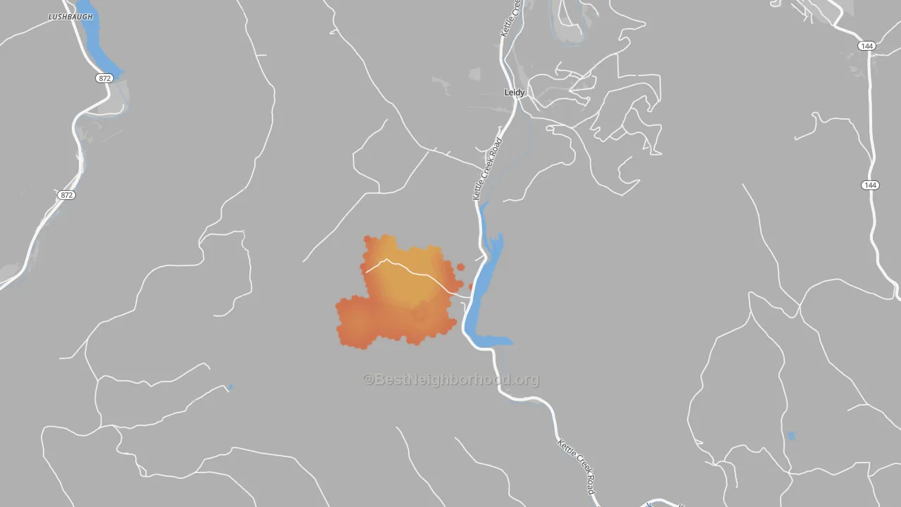 Bike Grade map of Leidy, PA