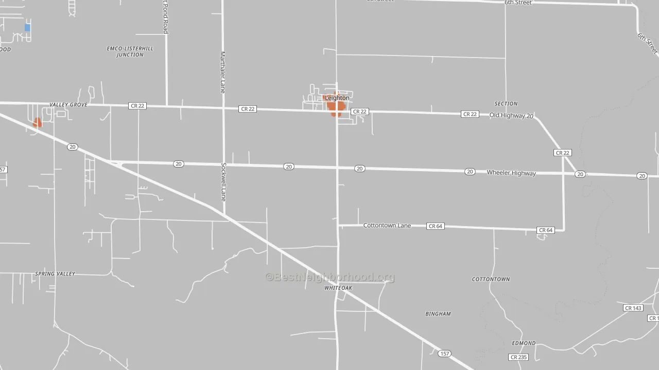 Bike Grade map of Leighton, AL