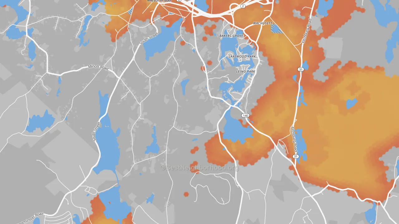 Bike Grade map of Leino Park, MA