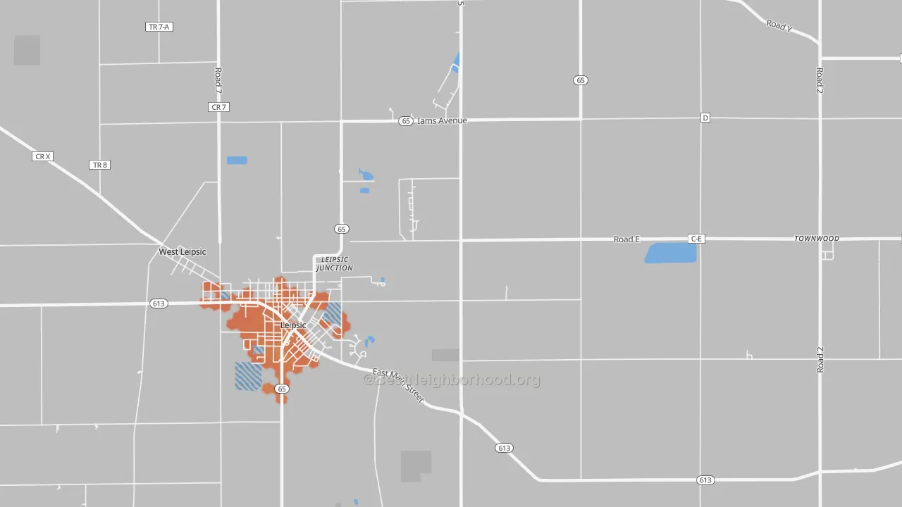 Bike Grade map of Leipsic Junction, OH