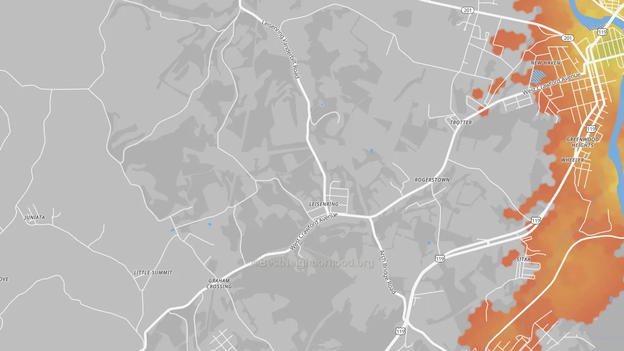 Bike Grade map of Leisenring, PA
