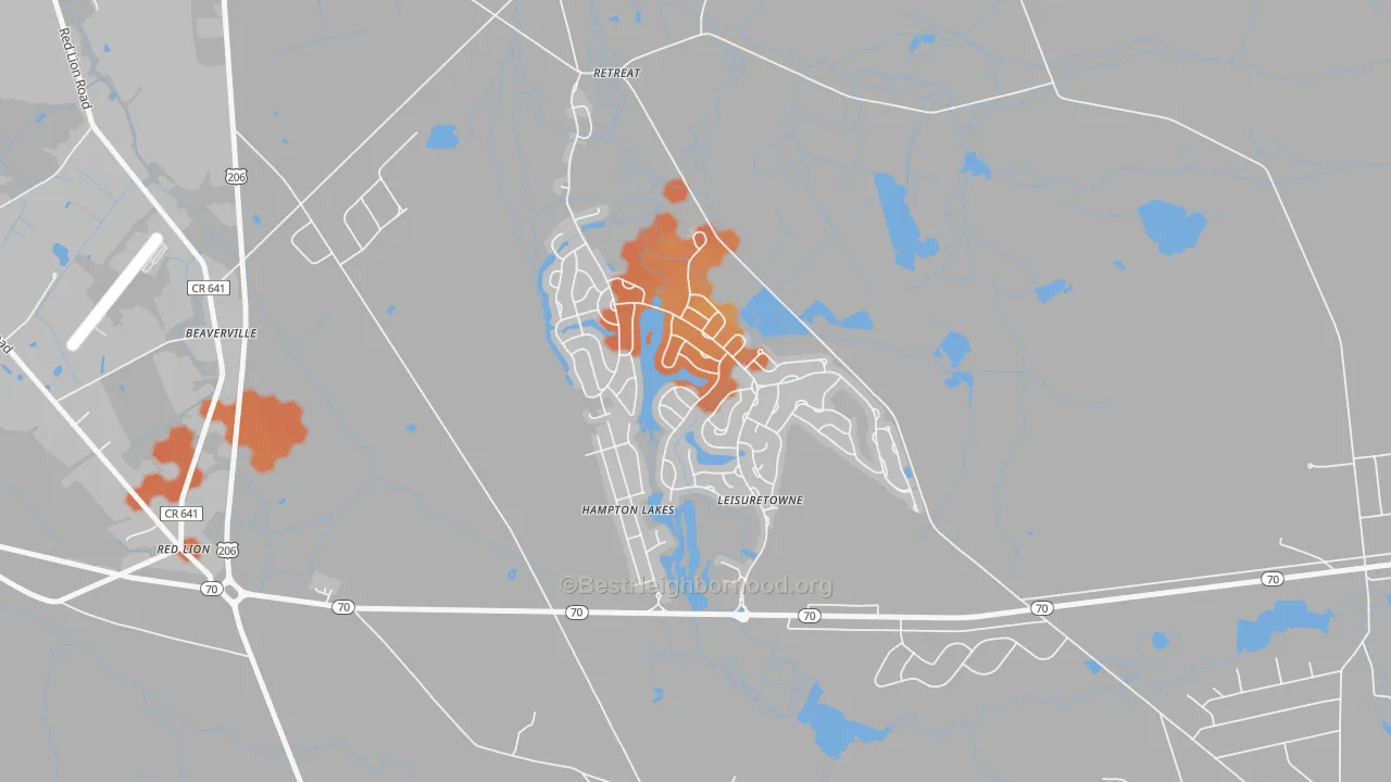 Bike Grade map of Leisuretowne, NJ