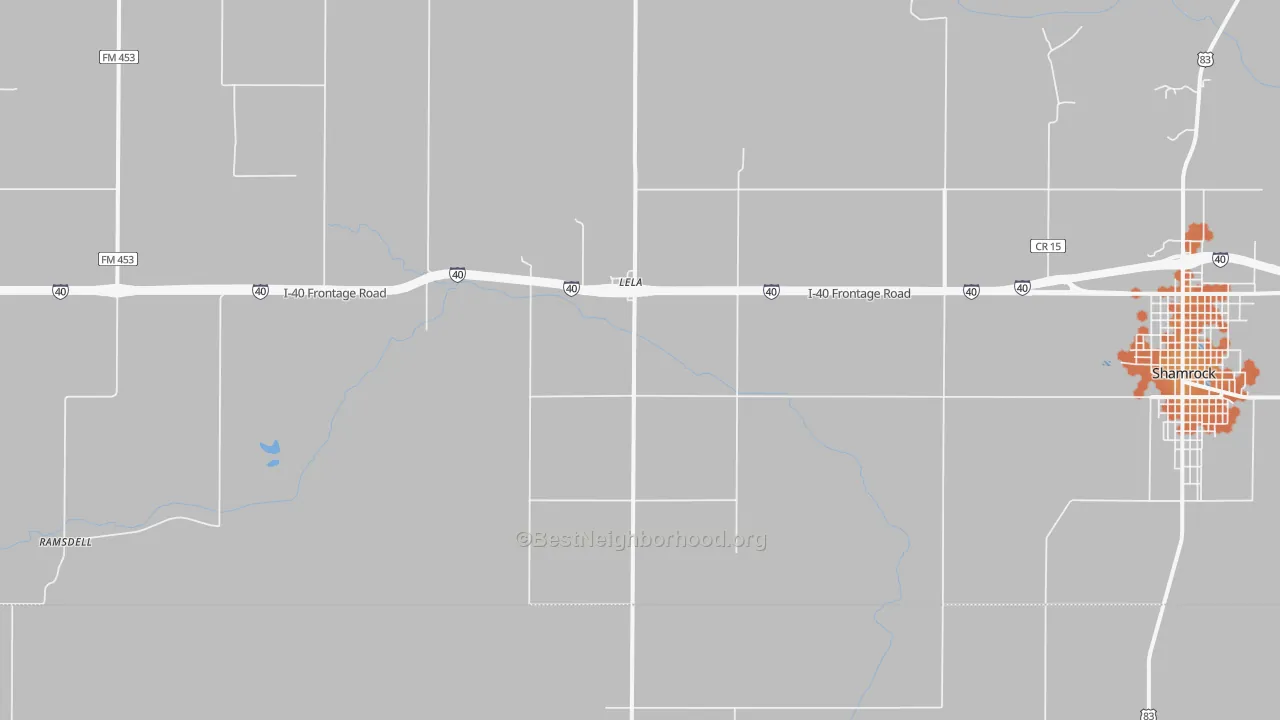 Bike Grade map of Lela, TX