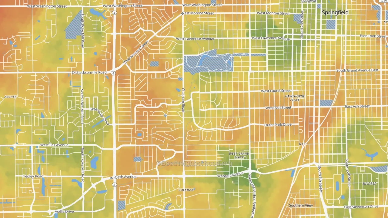 Bike Grade map of Leland Grove, IL